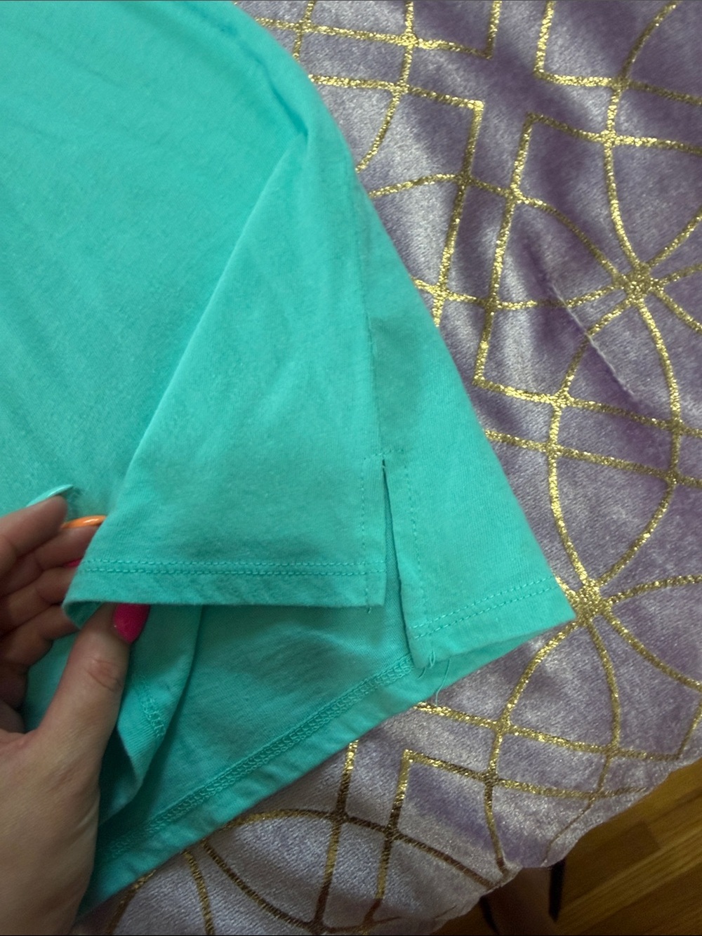 Women's V-Neck Short Sleeve Top - Teal - Picture 2 of 7